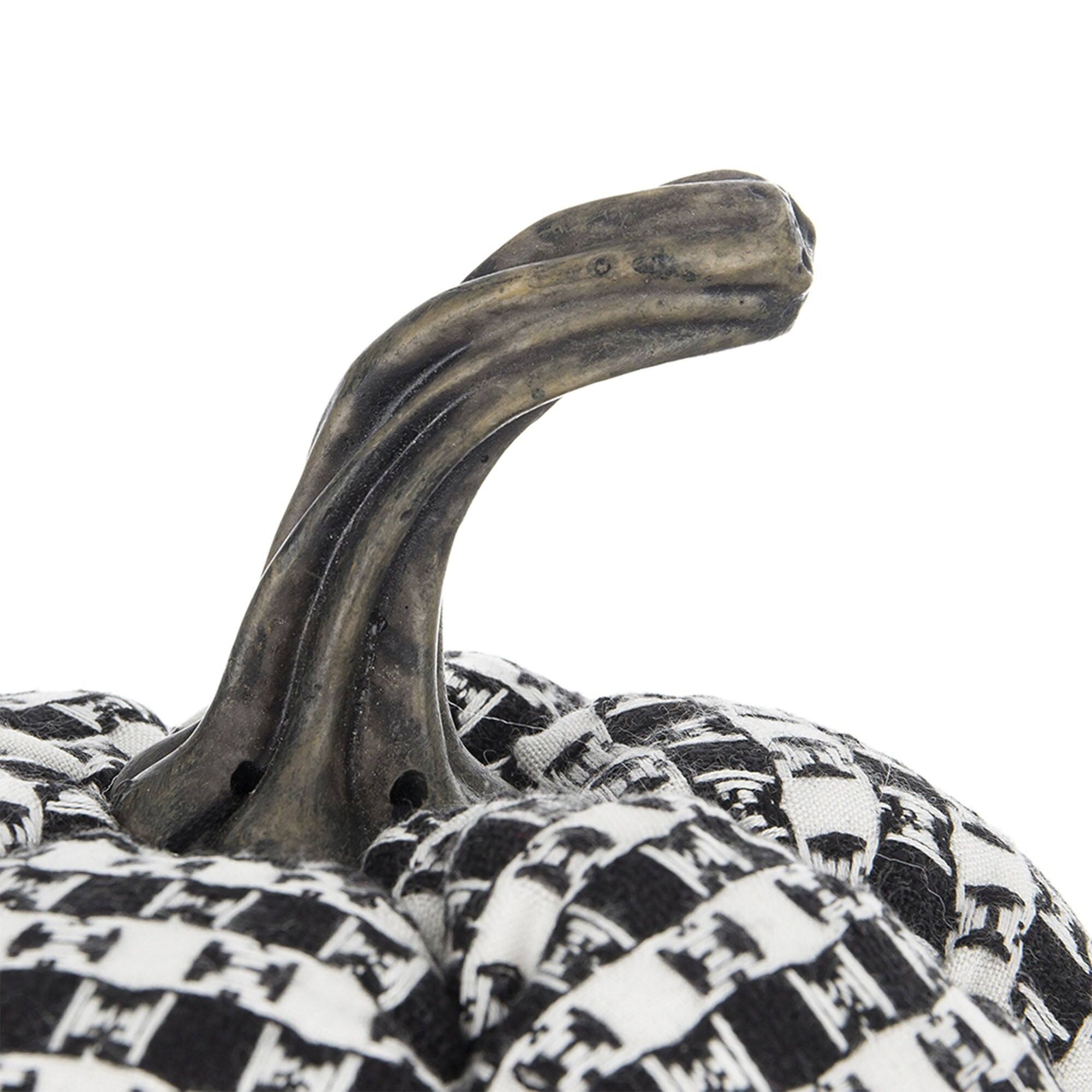 Alt View 2. Boyel Living - Set of 2 Black and White Plaid Fabric Pumpkin Decor Farmhouse Halloween Decoration - Black,White.