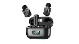 Cluzine - Dual Wireless Lavalier Microphones with Charging Case,48kHz 24Bit Studio Audio for Live Stream