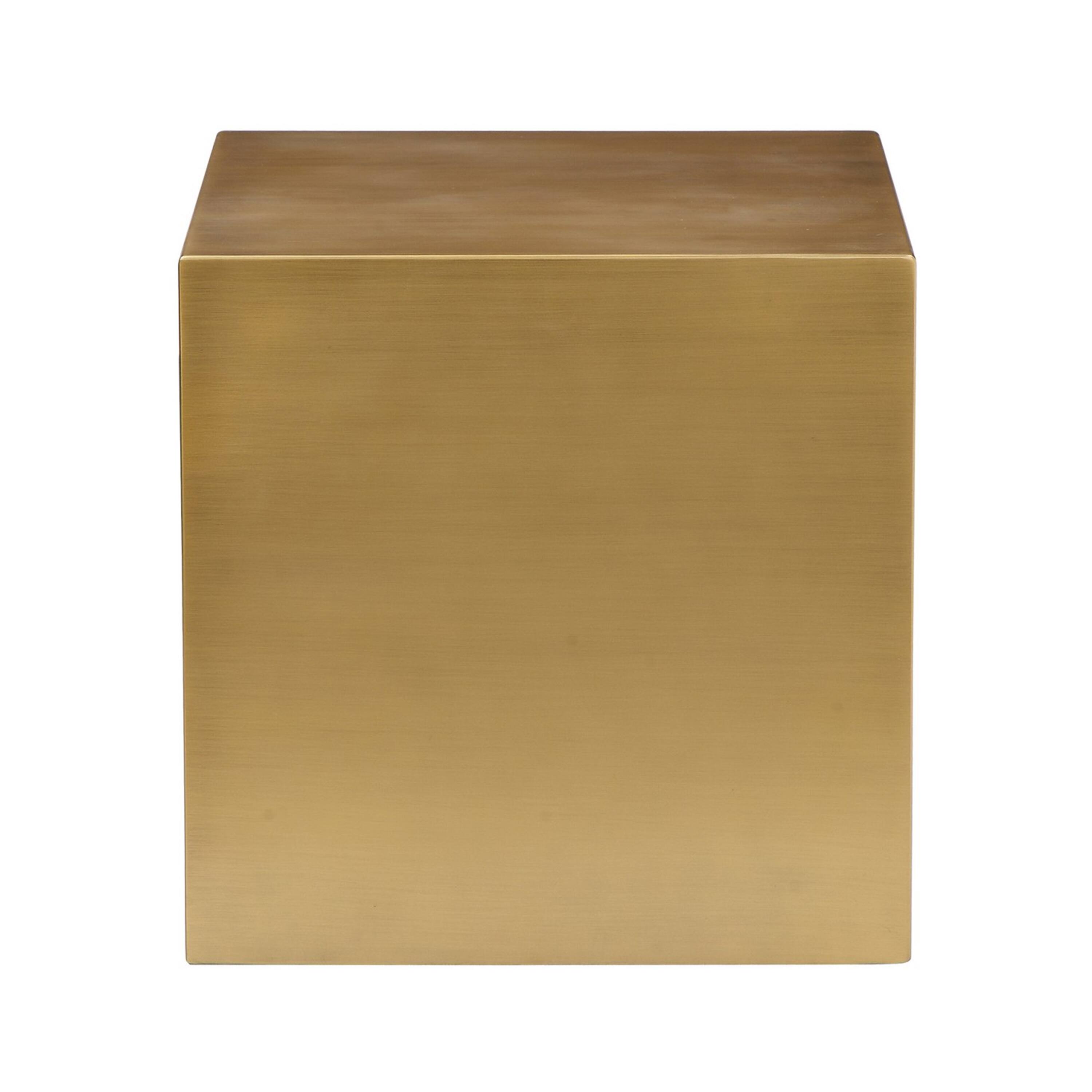 Manhattan Lane Side Table with Metal Block Cube Shaped, Small Brass ...