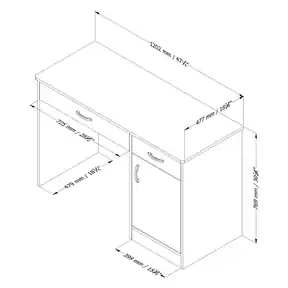 1202 mm x 725 mm x 477 mm  
789 mm x 399 mm x 15H