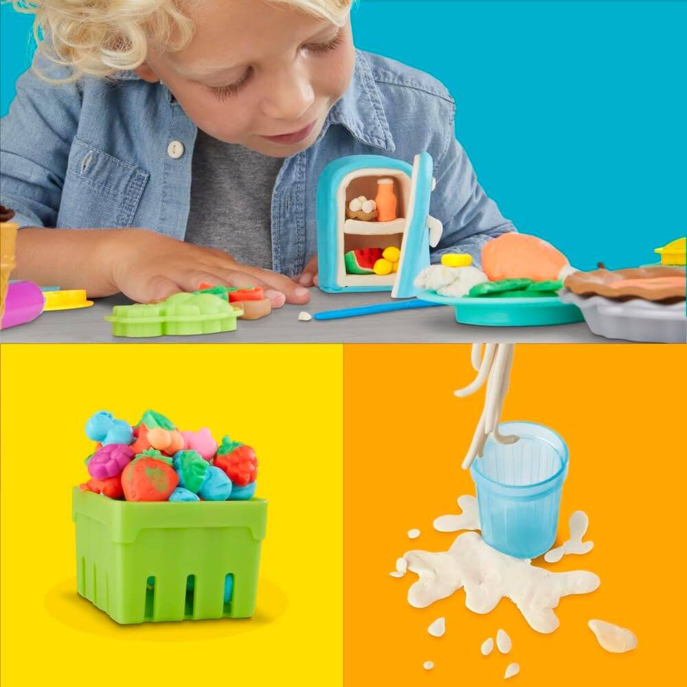 Play Doh Fridge Fun Playset with 38 Kitchen Tools, 10 Large 3 oz ...