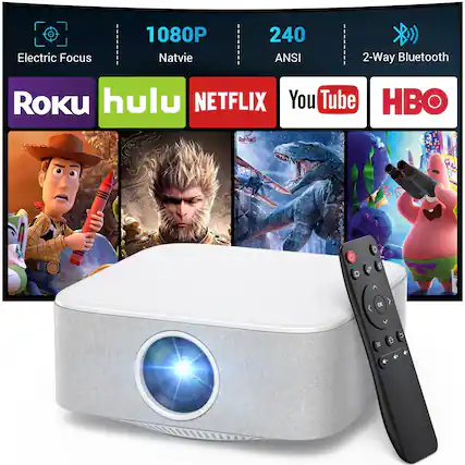 Electric Focus
1080P Native
240 ANSI
2-Way Bluetooth
Roku
hulu
NETFLIX
YouTube
HBO
RAPTORS