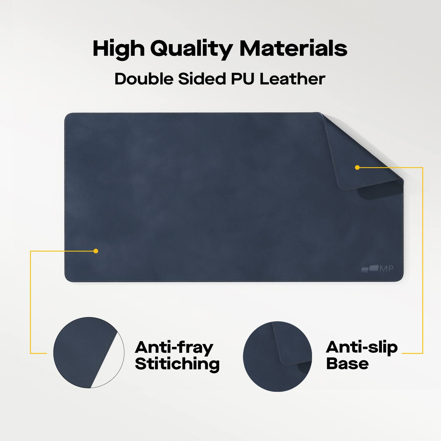 High Quality Materials  
Double Sided PU Leather  
Anti-fray Stitching  
Anti-slip Base