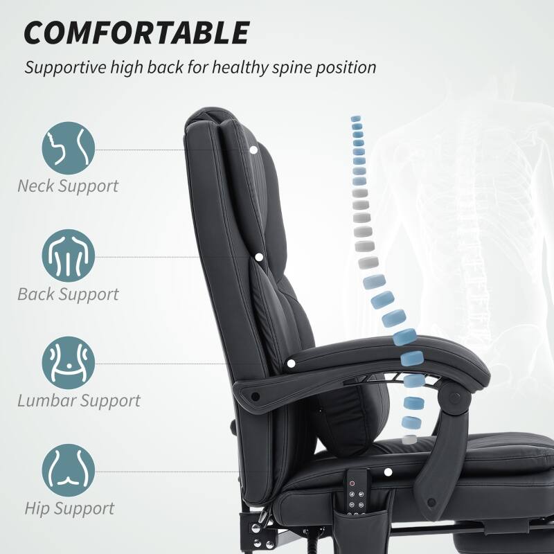COMFORTABLE  
Supportive high back for healthy spine position  
- Neck Support  
- Back Support  
- Lumbar Support  
- Hip Support