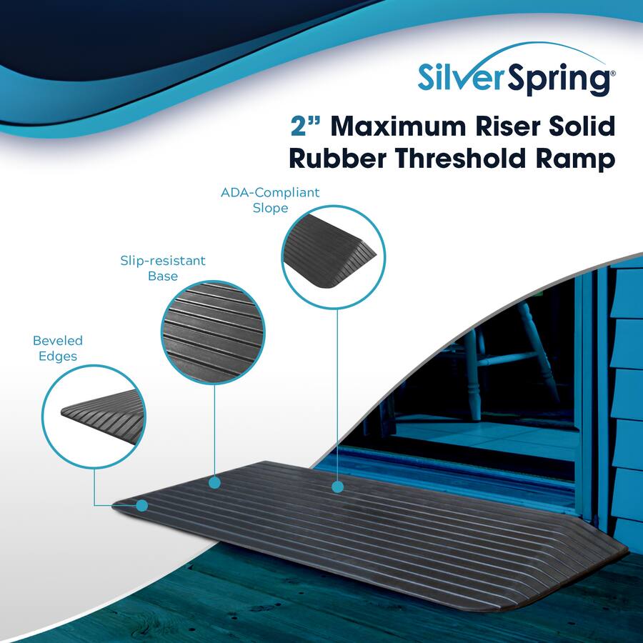 Silver Spring Rubber Threshold Ramp for Wheelchairs, Scooters & More, 2 ...