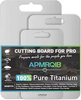 PARKER SLATER - Titanium Cutting Board Set of 3 – Non-Toxic, Double-Sided, Silver