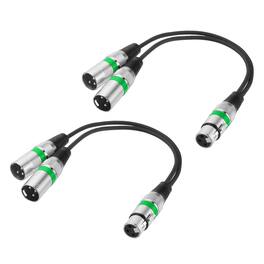Unique Bargains - 2pcs 3-Pin XLR Splitter Cable, 1 Female to 2 Male Y Cable for Balanced Audio, Mixers, Microphones - Green Circle