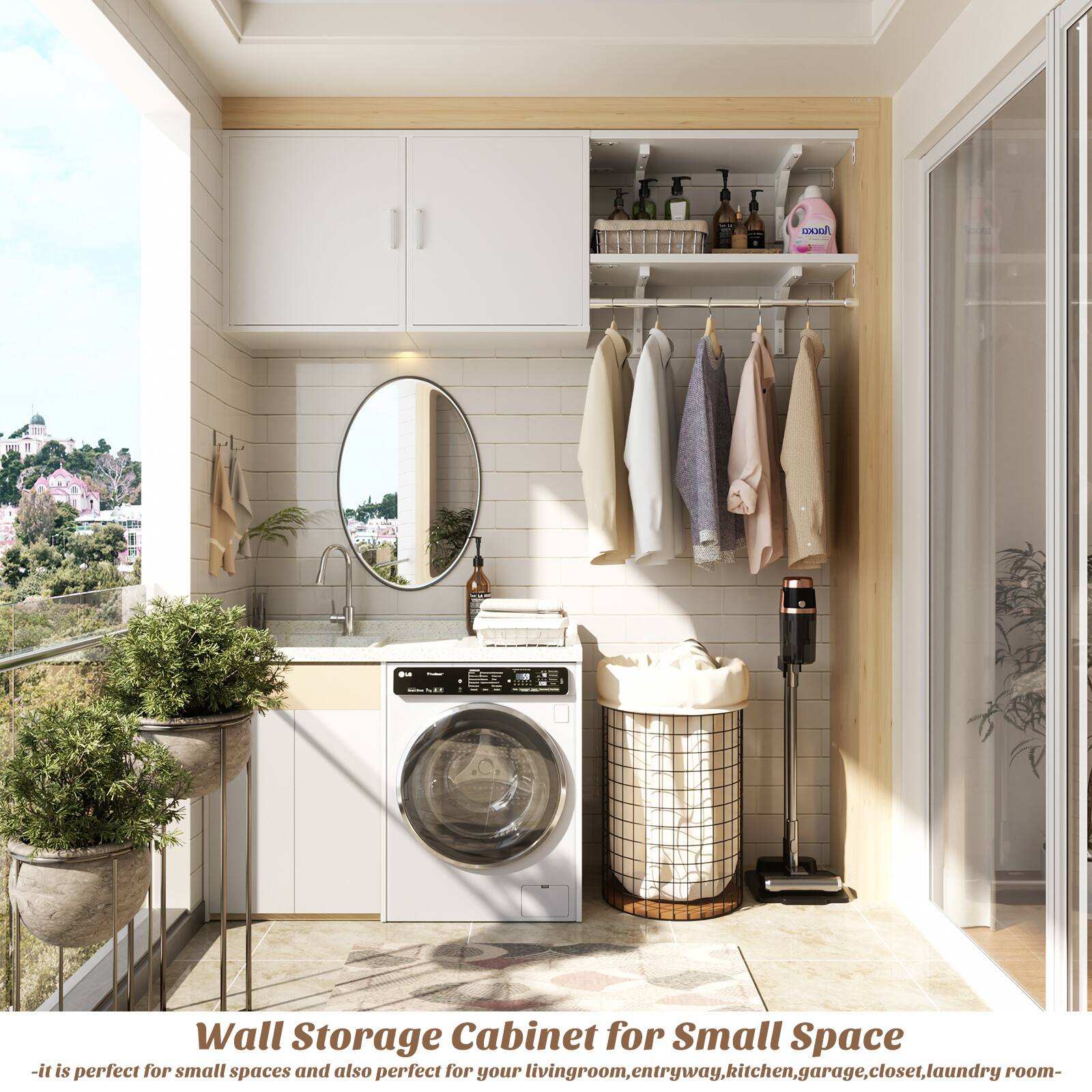 Wall Storage Cabinet for Small Space  
- it is perfect for small spaces and also perfect for your living room, entryway, kitchen, garage, closet, laundry room.