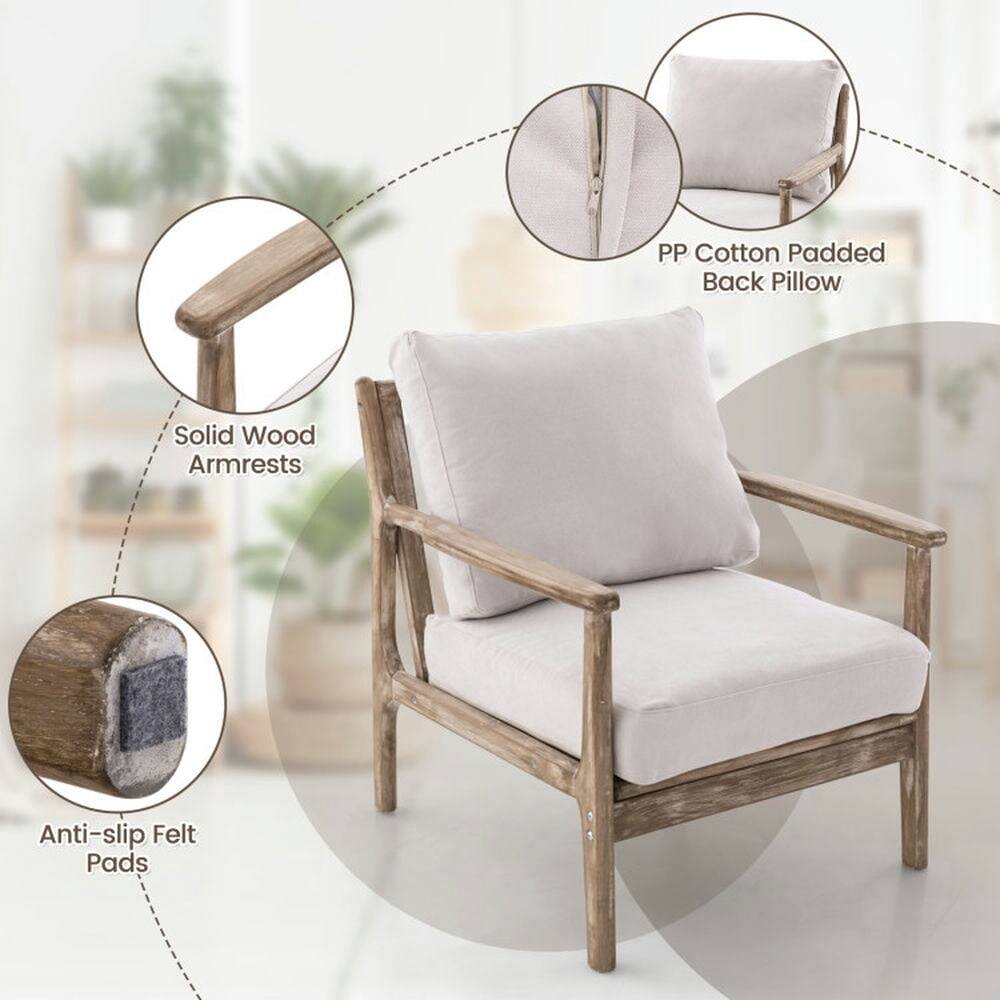 PP Cotton Padded Back Pillow  
Solid Wood Armrests  
Anti-slip Felt Pads