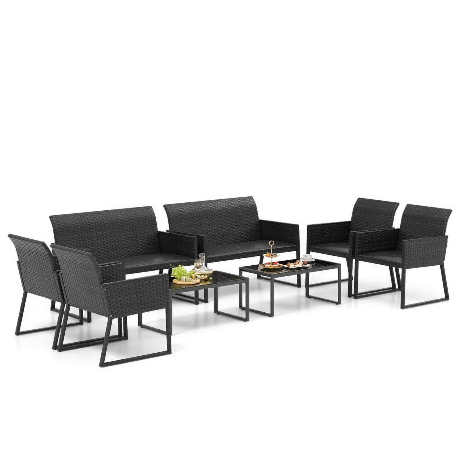 Alt View 2. Kadyn - 4 Pieces Outdoor Wicker Patio Furniture Set, Small Patio Conversation Furniture Set with Quick Dry Foam for Backyard - Brown.