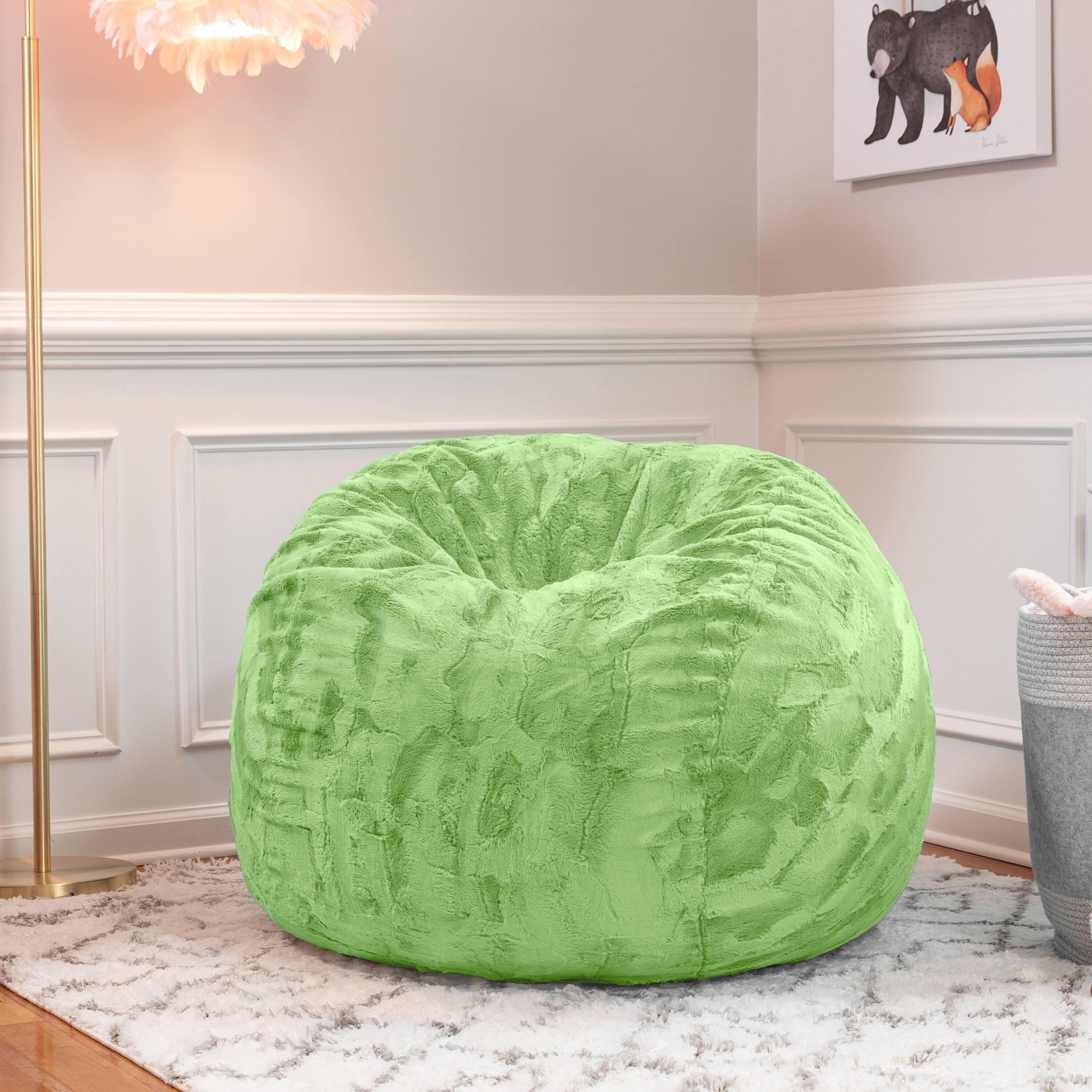 Left. Jaxx - Jaxx Saxx 3 Foot Bean Bag Chair - Faux Fur - Fun Colors, Lime Green - Faux Fur - Lime Green.