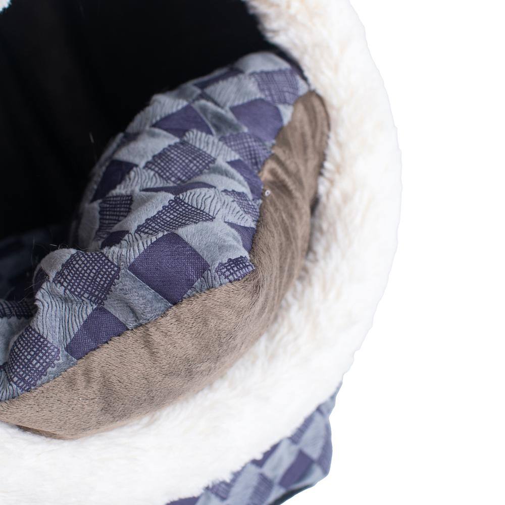 Alt View 4. Armarkat - Cuddle Cave Cat Bed C44 For Cats and Puppy Dogs Blue Checkered - Blue.