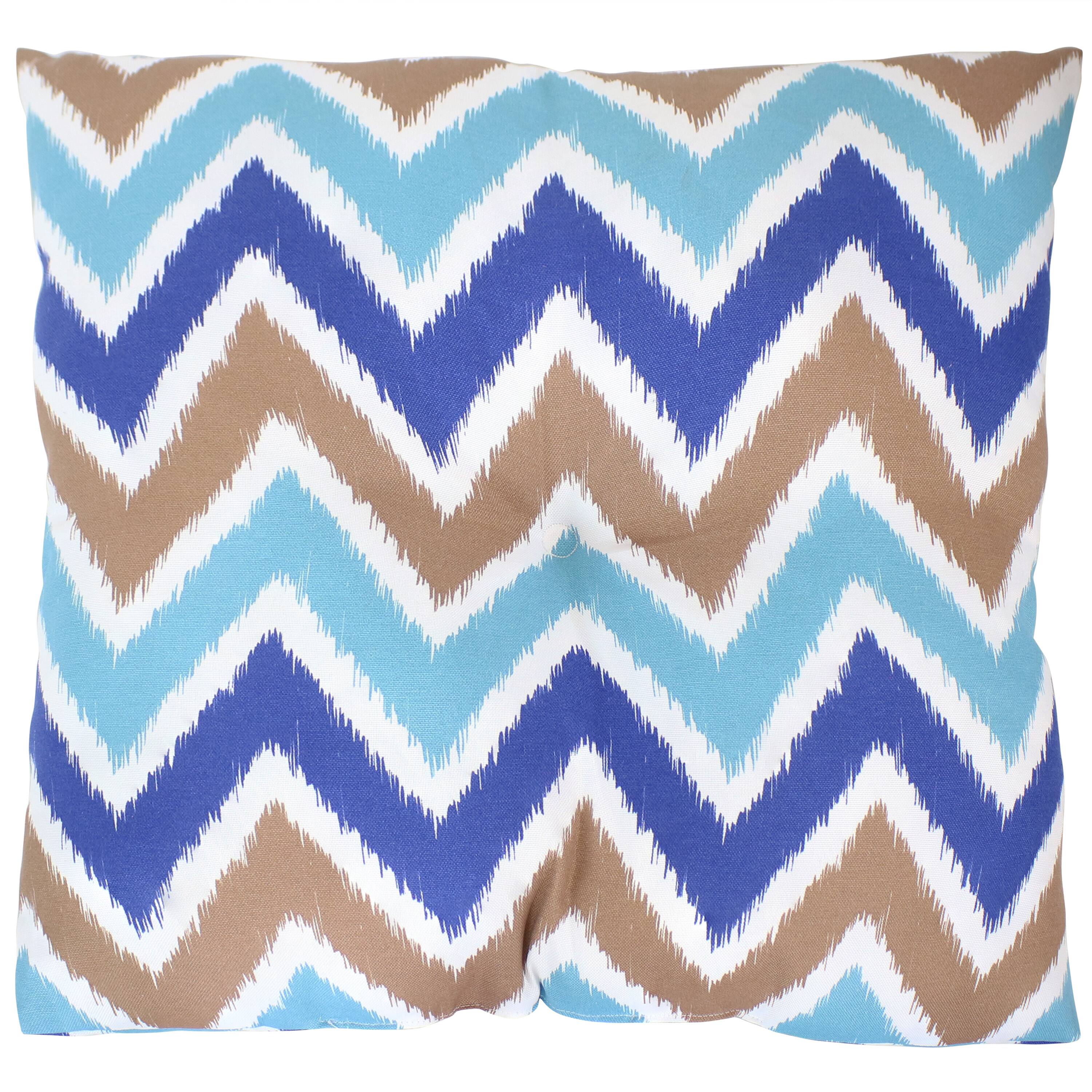 Alt View 8. Sunnydaze - Outdoor Square Tufted Back Cushion - 19 in - Chevron Bliss.