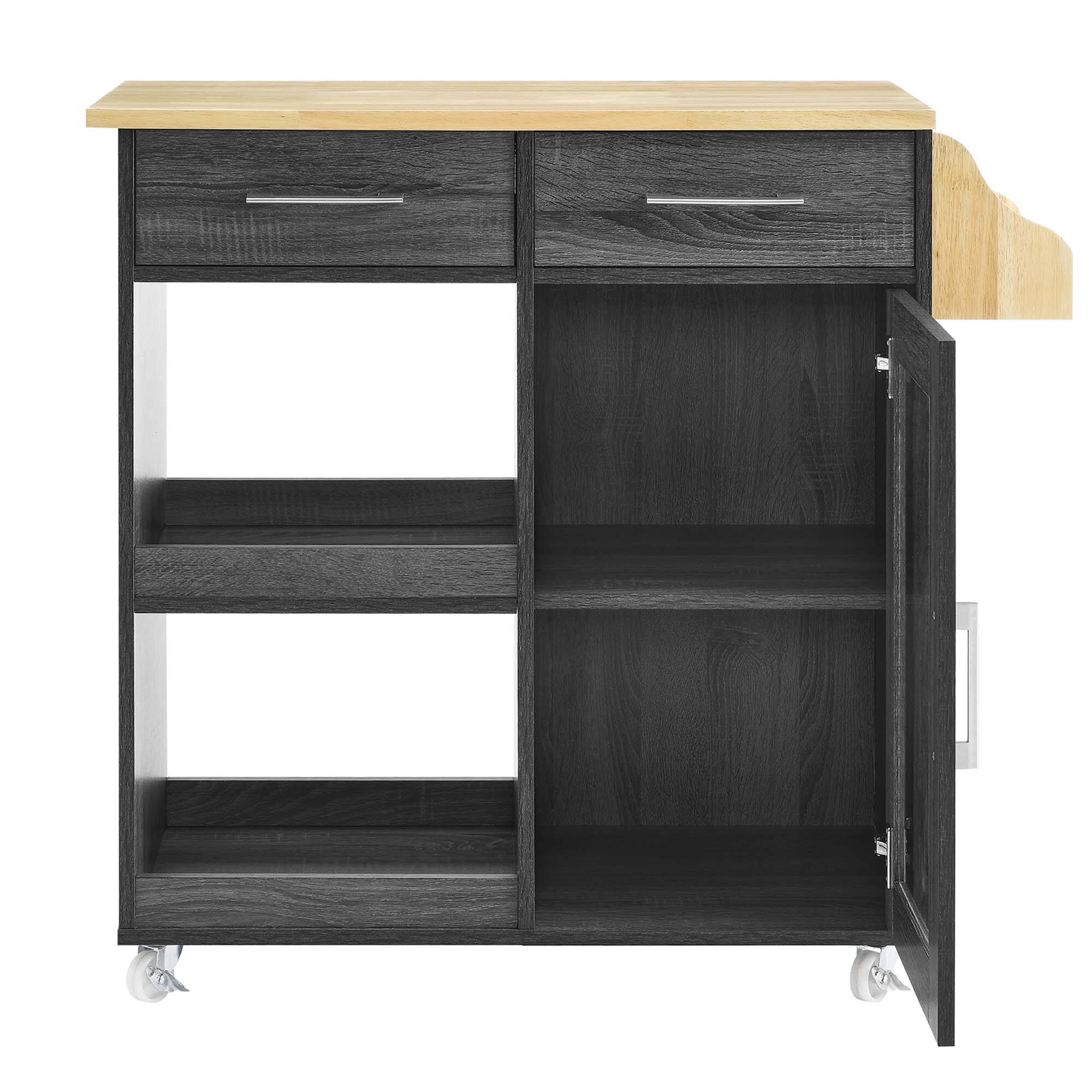 Alt View 5. Modway - Culinary Kitchen Cart With Spice Rack by Modway - Charcoal Natural.