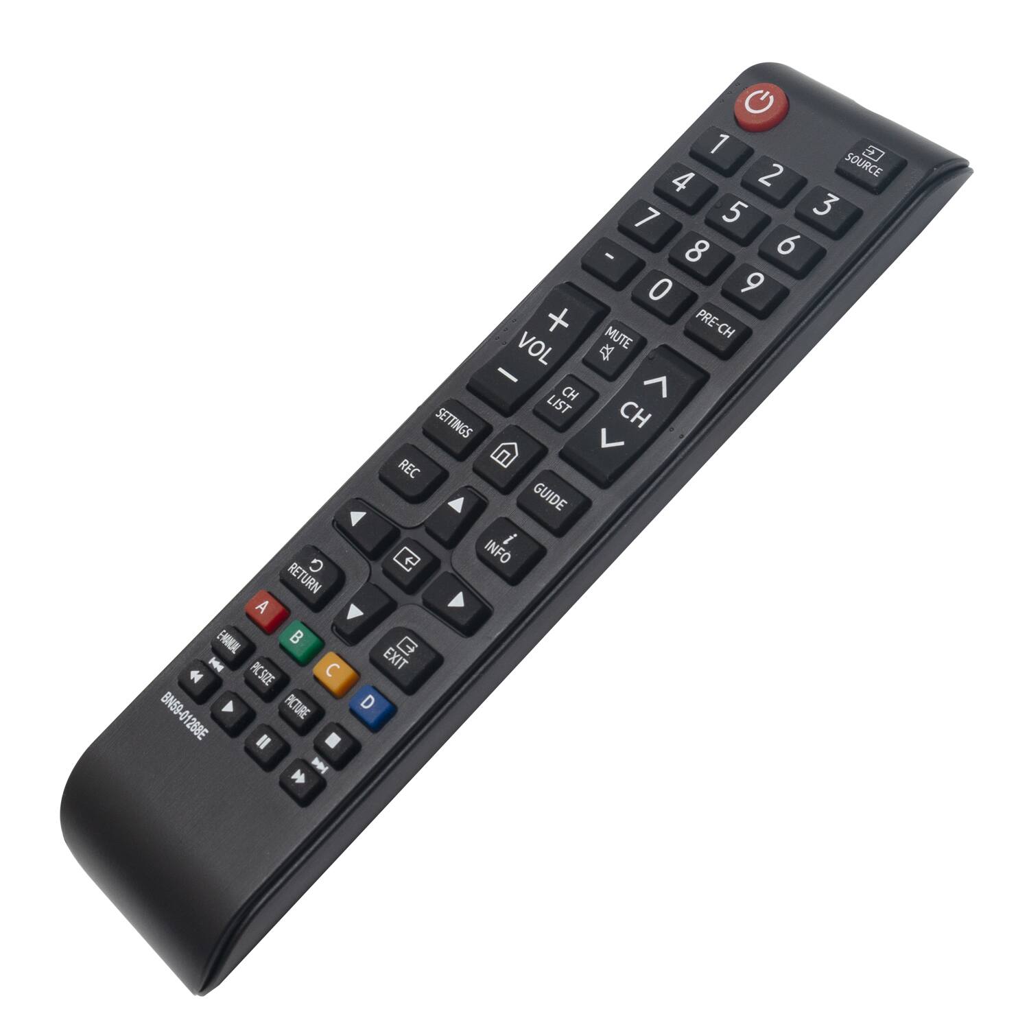 G RETURN A ENNAL B  PCSGE  BN59- FICTURE 01268E I   + VOL - CH LIST SETTINGS  REC GUIDE i e INFO EXIT G D G 1 2 SOURCE 4 7 5 3 - 8 6 0 9 MUTE PRE-CH 4 ^ CH