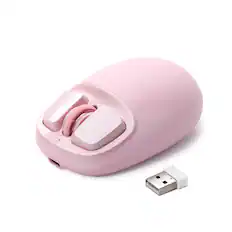 Front. PRIMEPLUS - Wireless Mouse with Squeezable Silicone Palm, Tri-Mode Bluetooth/2.4G/USB, 6 DPI, 500mAh for PC Mac Laptop - Pink.
