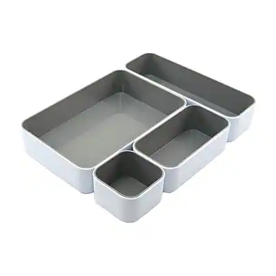 Fusion 4 Compartment Stackable Plastic Compartment Storage/Gray, 4/Pack ...