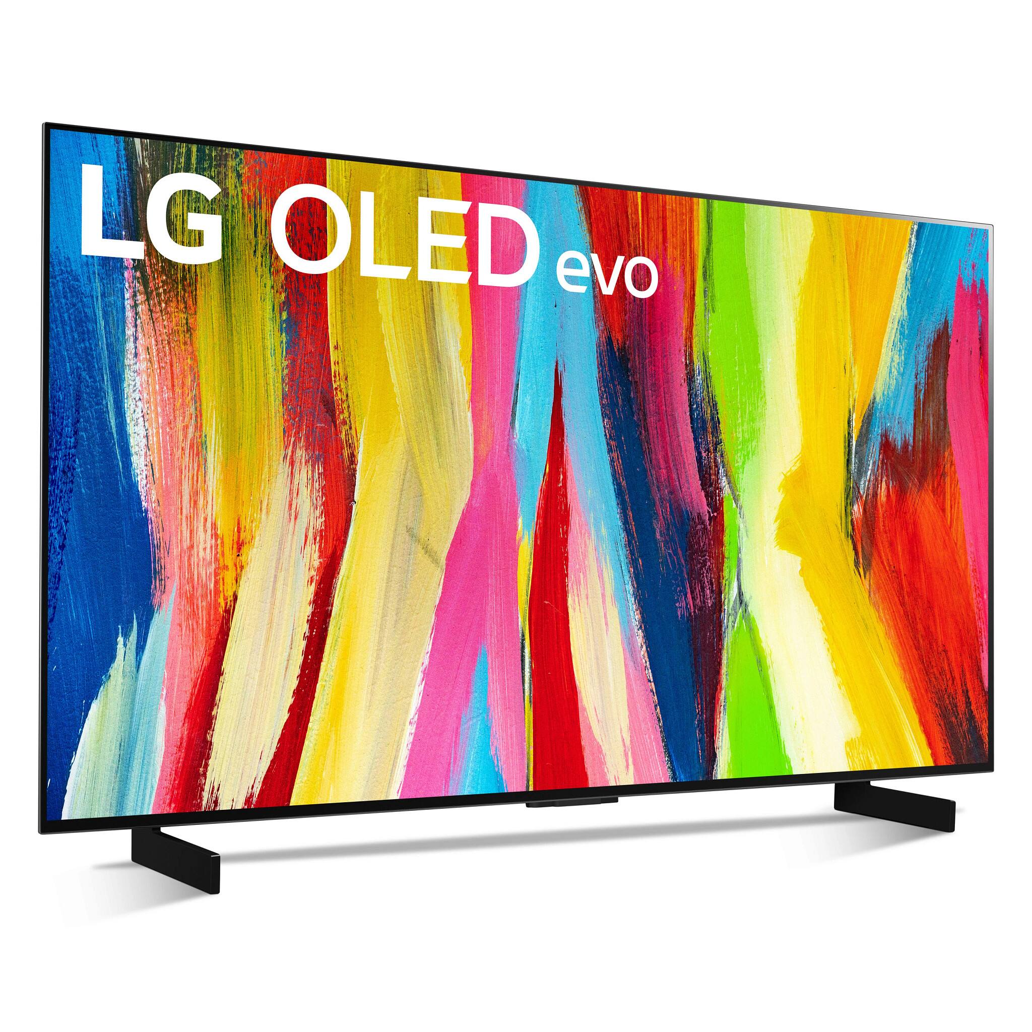Left. LG - 42" Class C2 Series OLED evo 4K UHD Smart webOS TV - Dark Silver.