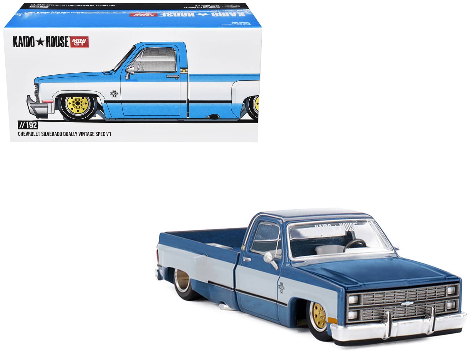 "True Scale Miniatures - Chevrolet Silverado Dually Truck ""Vintage Spec V1"" Light Blue Met w/White Sides and Interior 1/64 Model Car by Mini GT" price history on PriceWatchPro