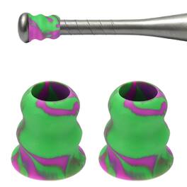Unique Bargains - Bat Taper, Knob Taper Silicone Non-slip Ergonomic Grip, Easy Installation 2pcs - Fits Most Softball/Baseball Bats - Green-Purple