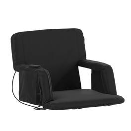 Emma + Oliver - Foldable Reclining Stadium Chair with Backpack Straps-Heated Back and Seat - Black