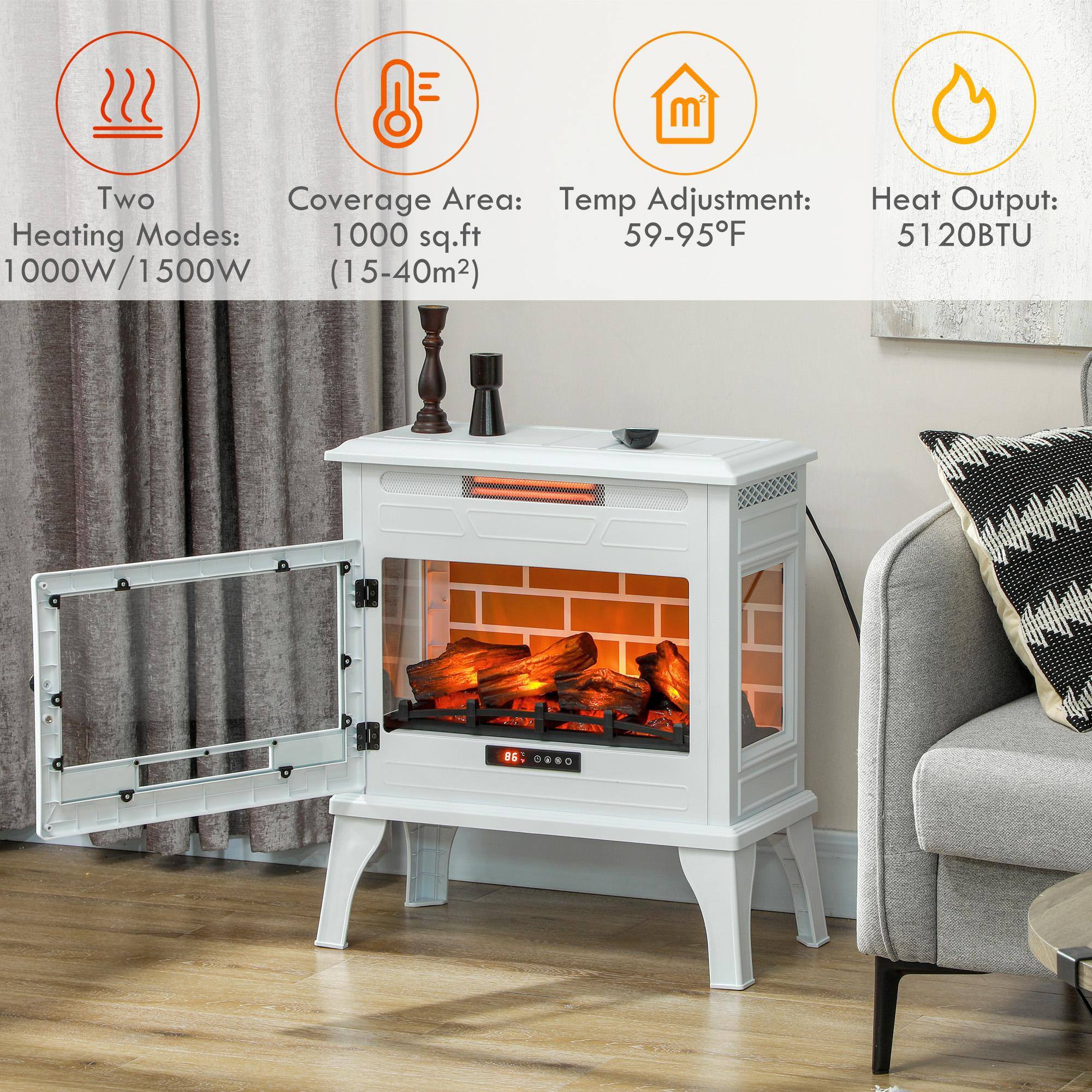 Two Heating Modes: 1000W/1500W  
Coverage Area: 1000 sq.ft (15-40m²)  
Temp Adjustment: 59-95°F  
Heat Output: 5120BTU