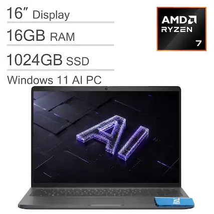 16" Display
AMD Ryzen 7
16GB RAM
1024GB SSD
Windows 11 AI PC