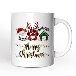 OrnamentallyYou - Dog Buffalo Plaid Christmas Mug, Dog Mom Gift - White