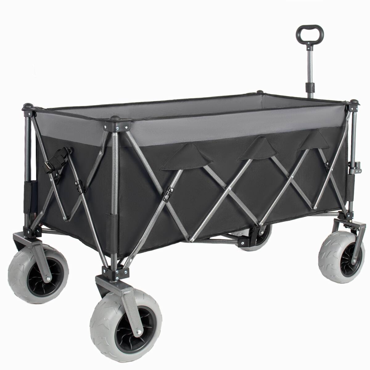 Alt View 4. Loheer - Loheer Extra Large Heavy Duty Folding Wagon with Steel Frame and All Terrain Wheels for Beach Garden and Sports.