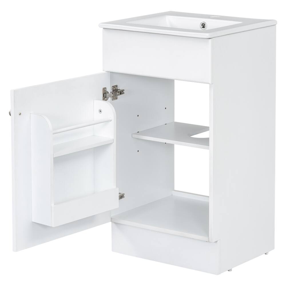 Alt View 9. Loheer - Loheer 18 inch bathroom vanity with sink White Freestanding Cabinet - White.