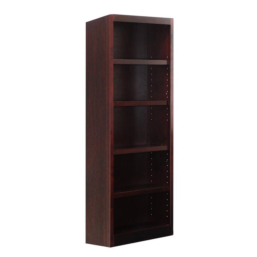 Single Bookcase Concepts in Wood Single Wide Bookcase 5 Shelves Cherry Finish Red ...