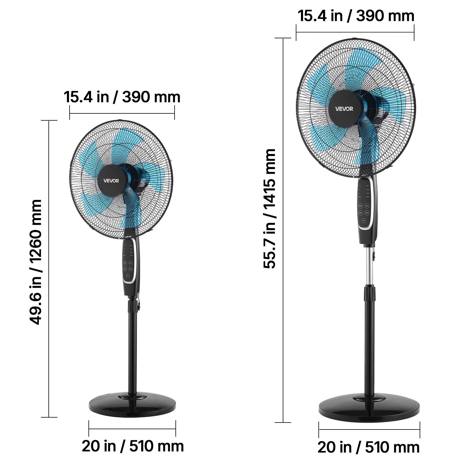 15.4 in / 390 mm  
15.4 in / 390 mm  
VEVOR  
1260 mm / 49.6 in / 1260 mm  
49.6 in  
VEVOR  
1415 mm / 55.7 in / 1415 mm  
55.7 in  
20 in / 510 mm  
20 in / 510 mm