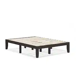 Gymax - 14'' Full Size Wooden Platform Bed Frame w/ Strong Slat Support - Espresso