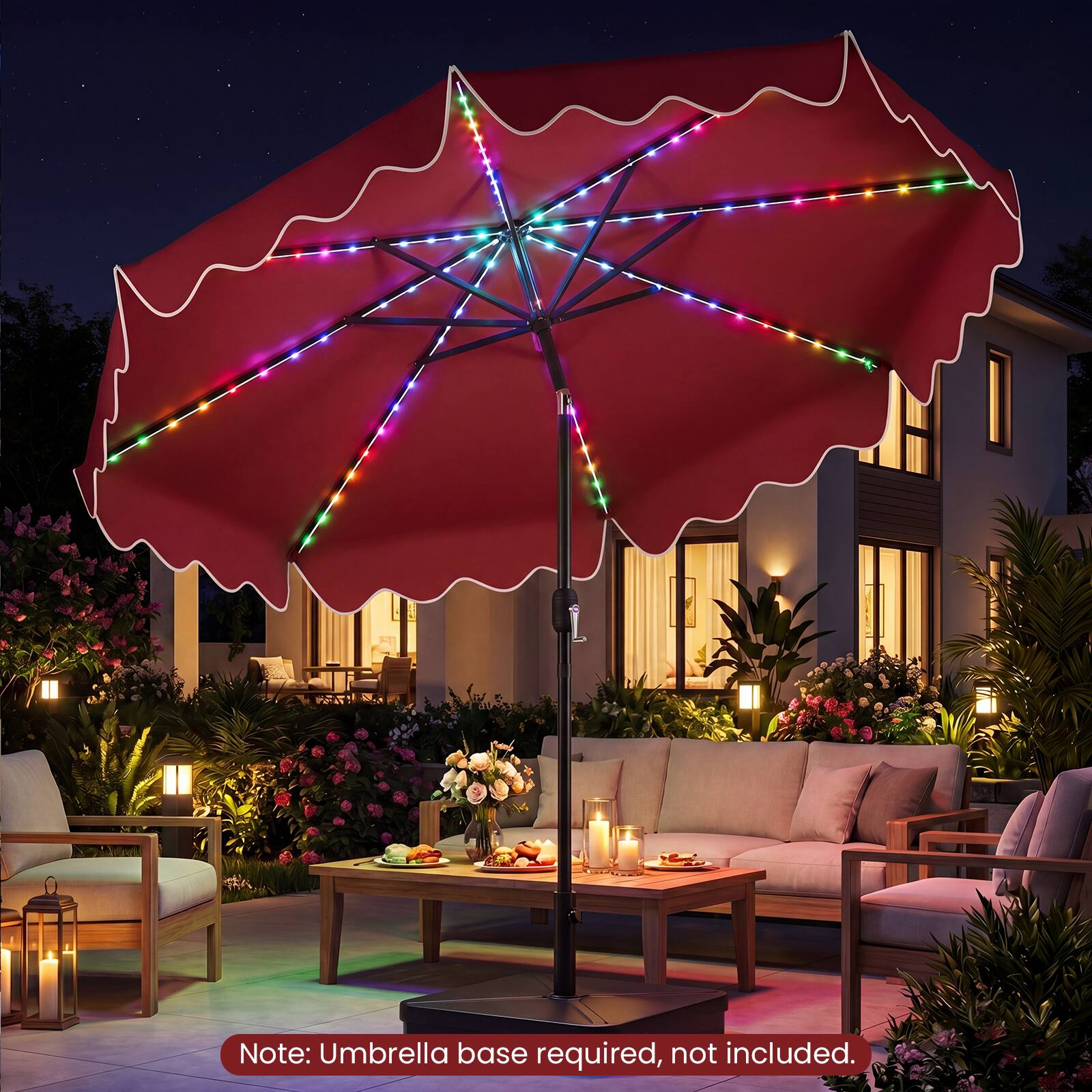 Note: Umbrella base required, not included.