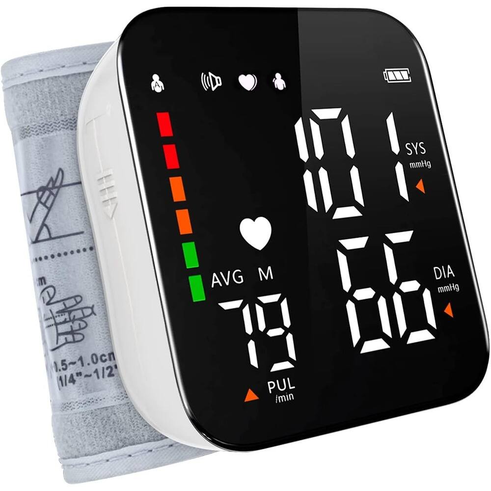 RTMB - Wrist Blood Pressure Monitor, Voice Broadcast, LED Display, Adjustable Cuff - White