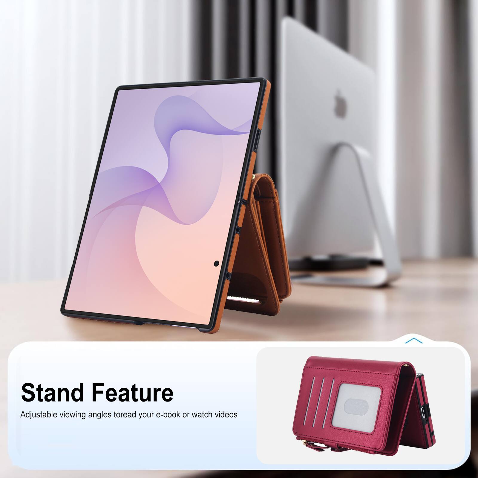 Stand Feature  
Adjustable viewing angles to read your e-book or watch videos