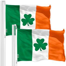 G128 - Ireland Shamrock Flag 2-Pack 4 x 6 ft Heavy-Duty Polyester - Assorted Colors