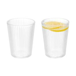Unique Bargains - 2pcs Clear Acrylic Drinking Glasses, 5.4oz Stripe Texture Unbreakable Stackable for Water Juice Beer - Transparent
