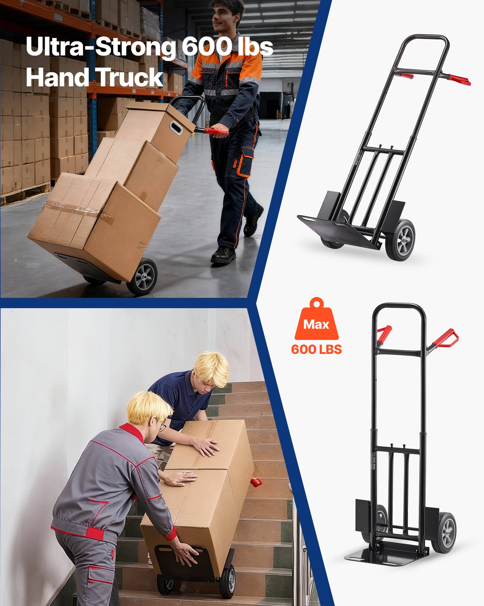 Ultra-Strong 600 lbs Hand Truck  
Max 600 LBS