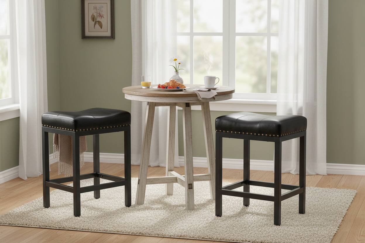 Alt View 5. AOITUN - Bar Stools Set of 2, 24 Inch for Daily Use - Perfect Kitchen and Bar Seating, Quality and Value Design - Black.