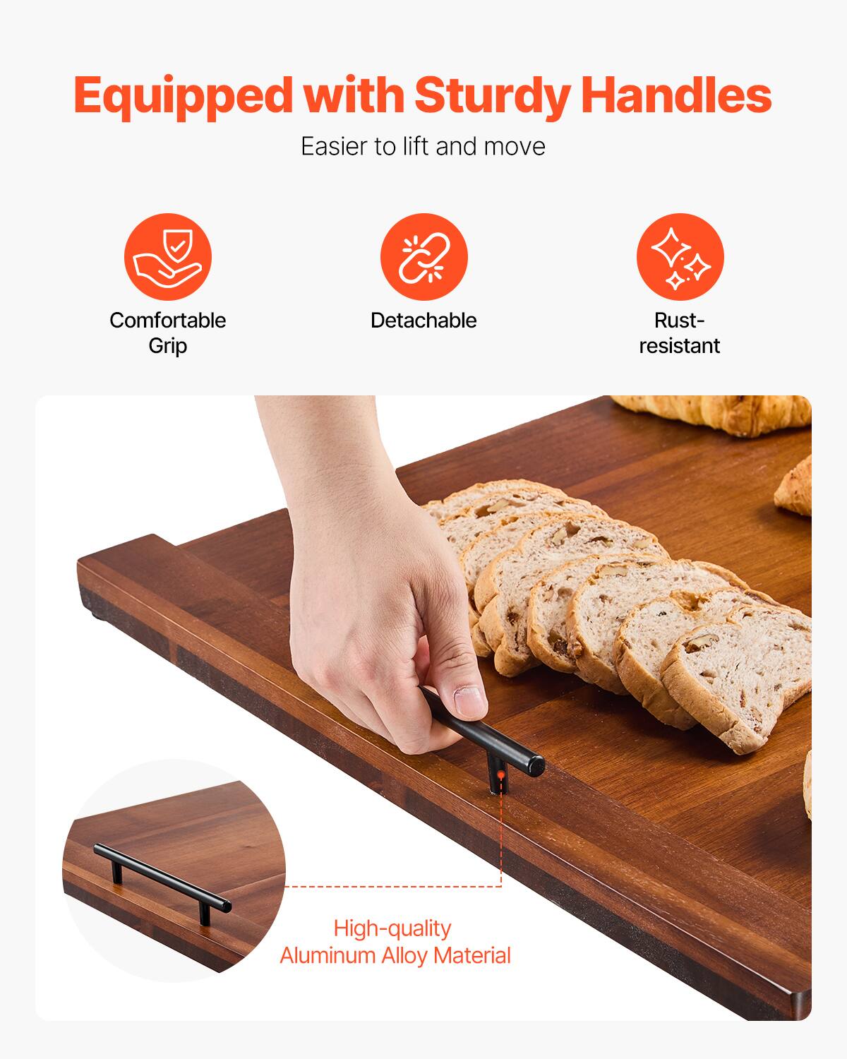 Equipped with Sturdy Handles  
Easier to lift and move  

- Comfortable Grip  
- Detachable  
- Rust-resistant  

High-quality Aluminum Alloy Material