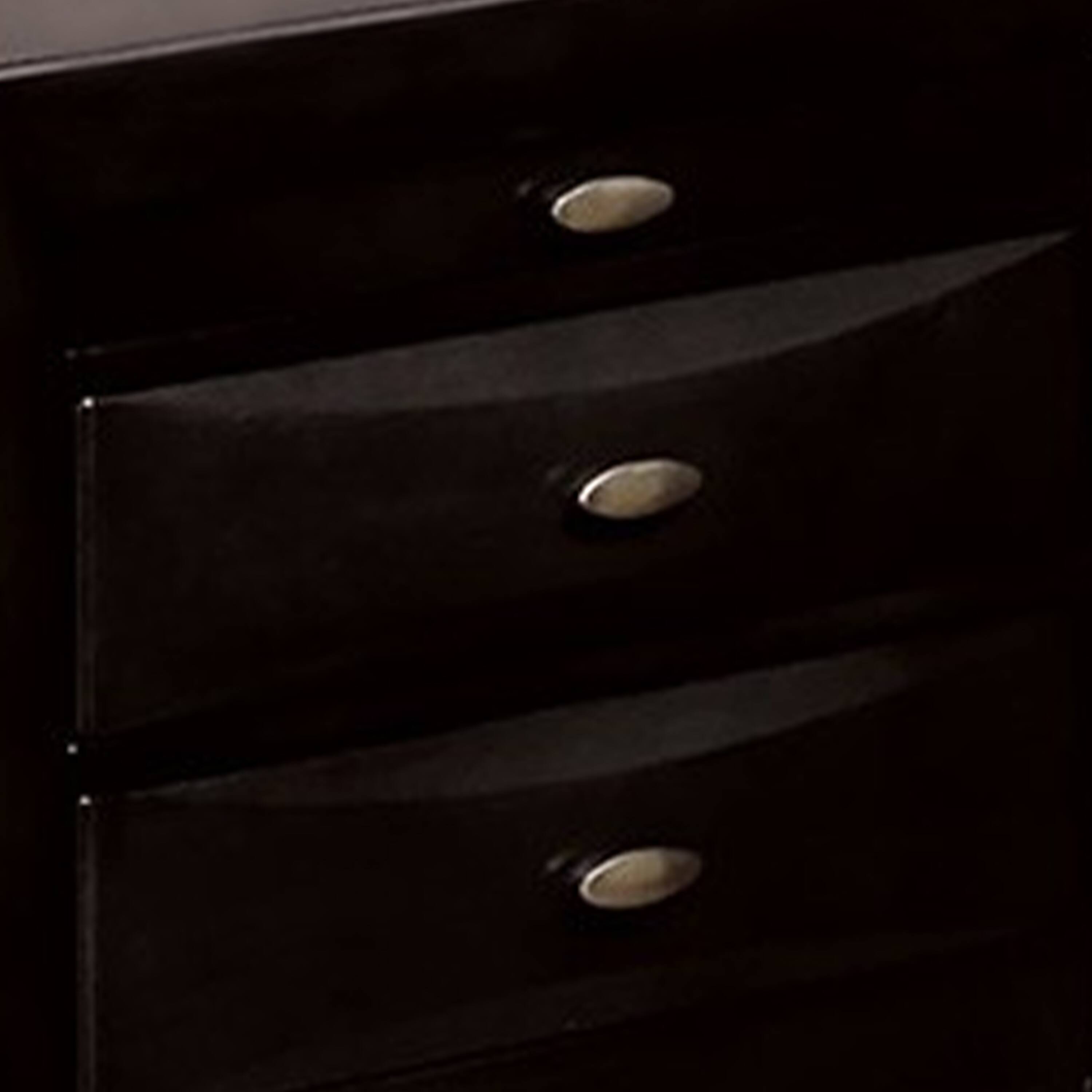 Alt View 3. Manhattan Lane - Simo Nightstand, Spacious Top, Metal Knobs, 3 Drawers, Solid Wood - Black, Nickel.