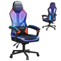Bestier - 31inch Breathable Fabric Gaming Chair with RGB LED Lighting and Adjustable Armrests - Red - Front_Zoom