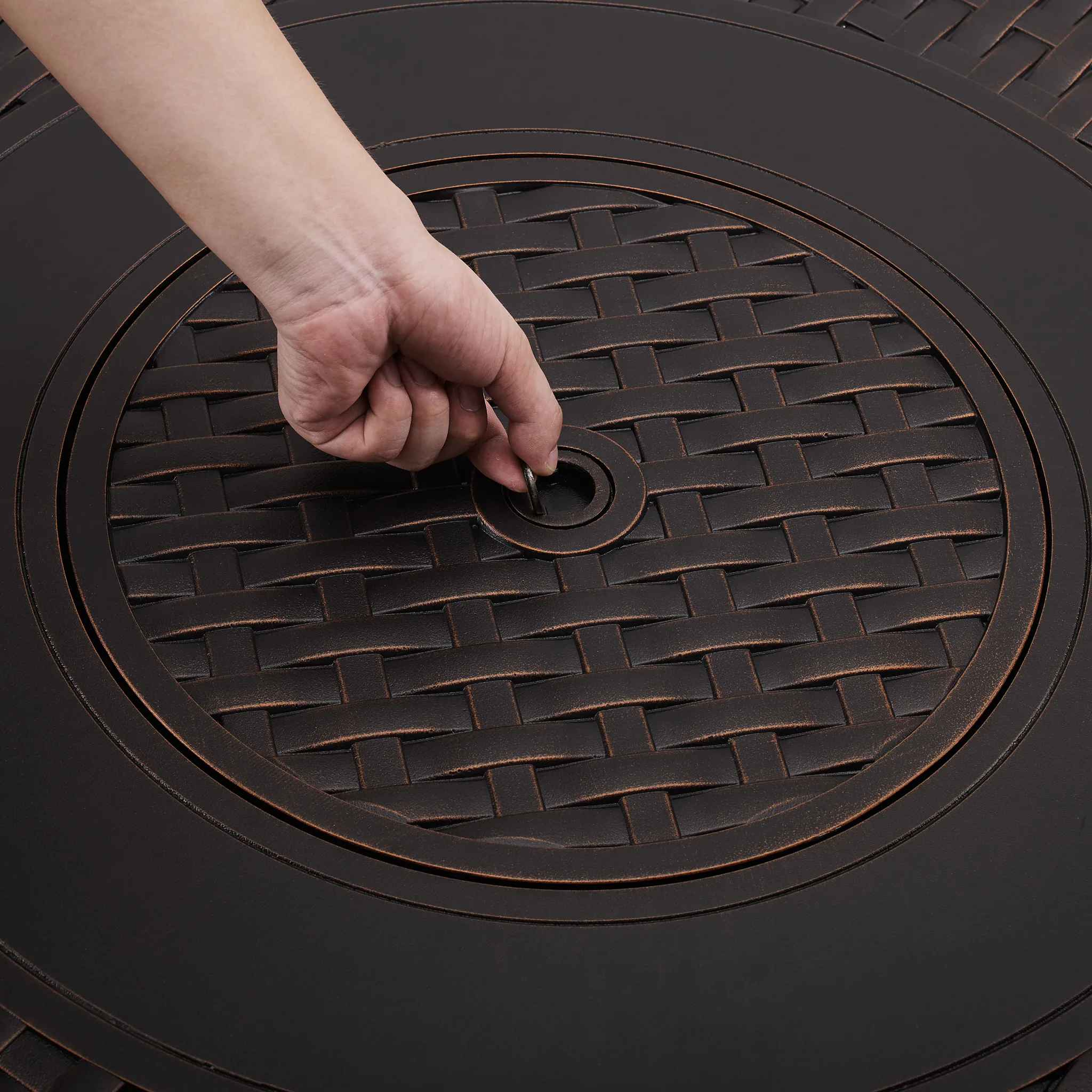 Alt View 15. Fire Sense - Hendricks Round Aluminum LPG Fire Pit - Antique Bronze.