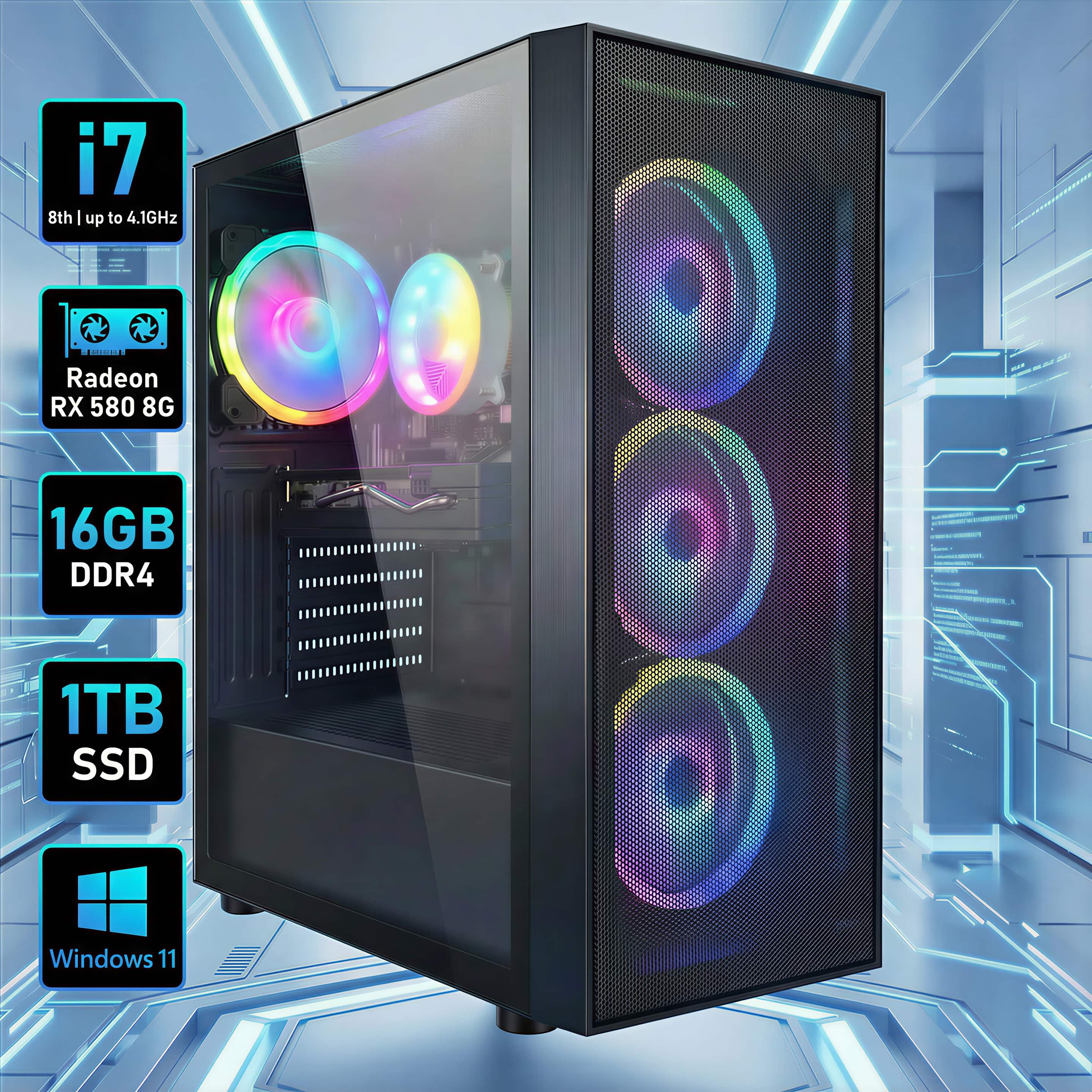 STGAubron Gaming PC Desktop, 8th Gen Intel Core I7 up to 4.1GHz