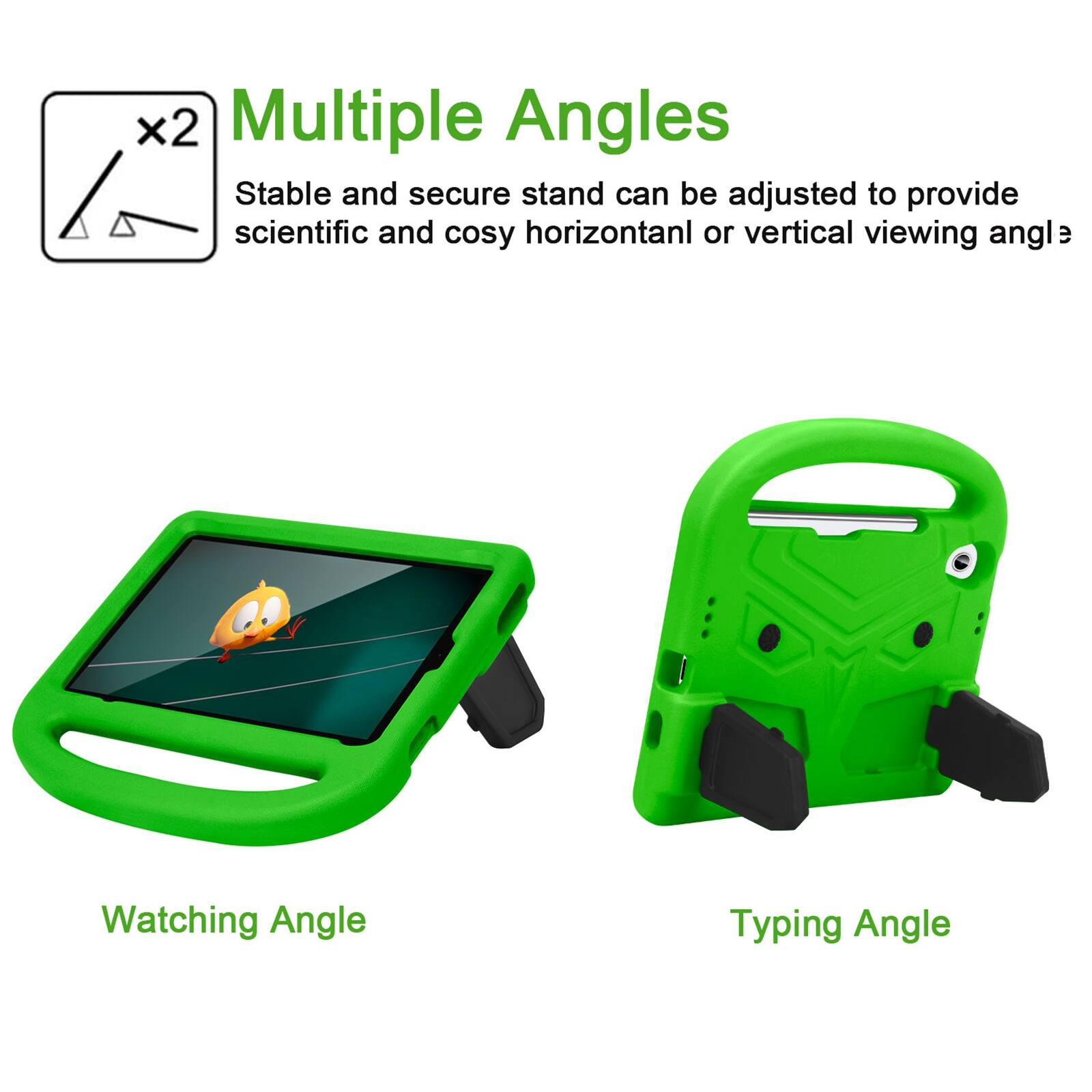Multiple Angles

Stable and secure stand can be adjusted to provide scientific and cosy horizontal or vertical viewing angles

Watching Angle

Typing Angle