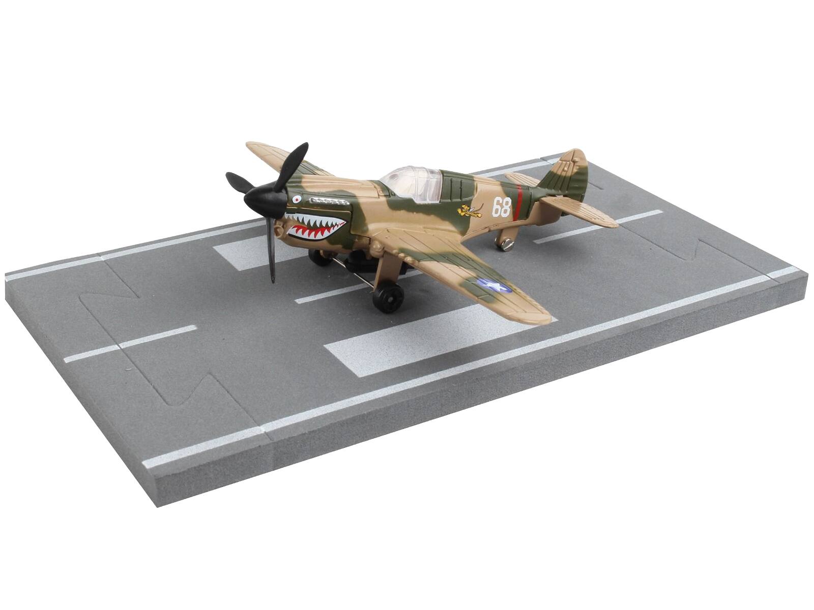Alt View 2. Runway24 - Curtiss P-40 Warhawk Fighter Aircraft Camouflage with Runway Section Diecast Model Airplane by Runway24.