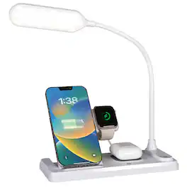 OttLite - LED Desk Light with Multi-Device Charging Station - White