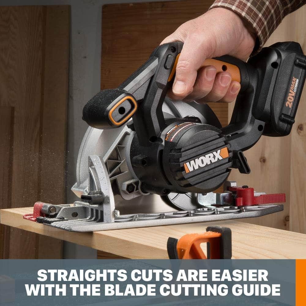 Straight cuts are easier with the blade cutting guide.