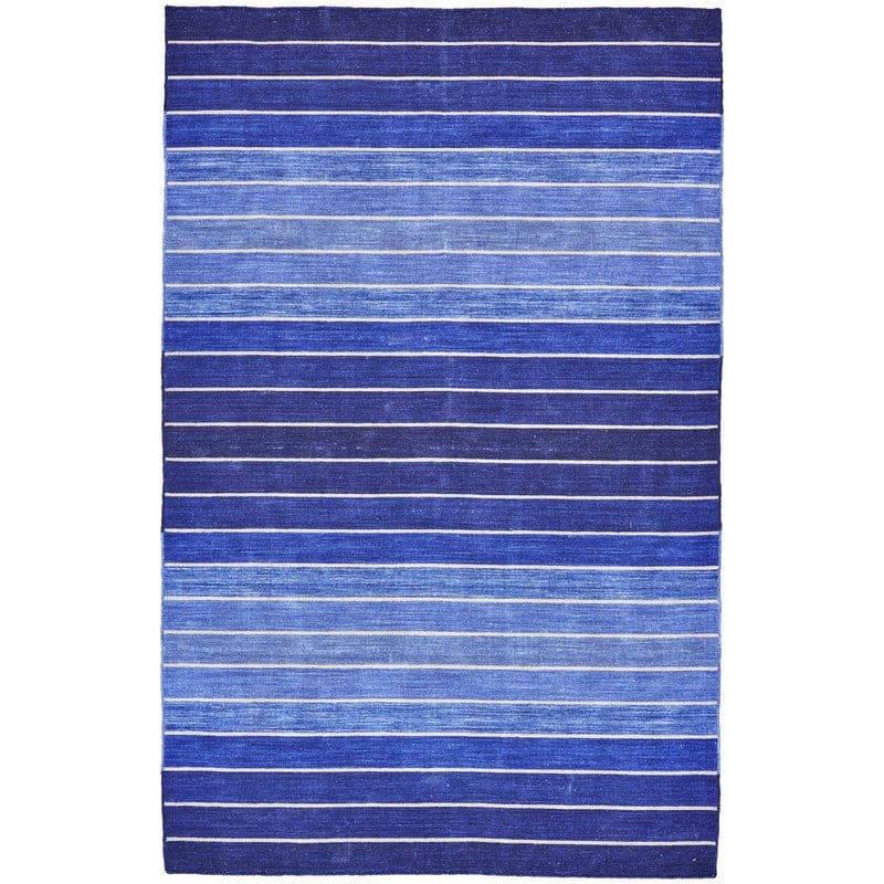 Hivvago - 8' x 11' Striped Hand-Tufted Wool/Cotton Area Rug - Blue